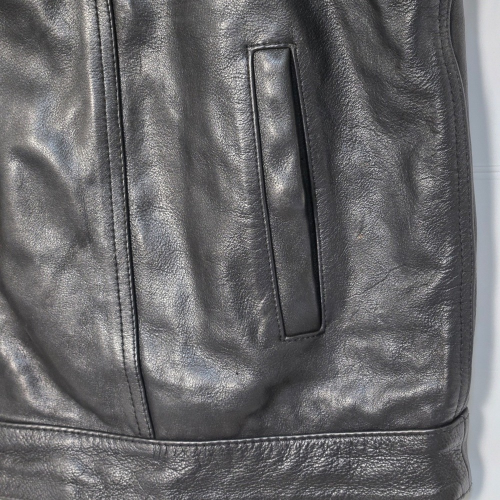 Mens First Classics Leather Riding Biker Vest Black Concealed Pockets Size XXL - Picture 4 of 16